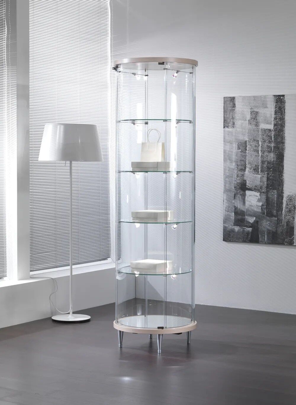 vitrine cylindrique - 203rfva-gris clair
