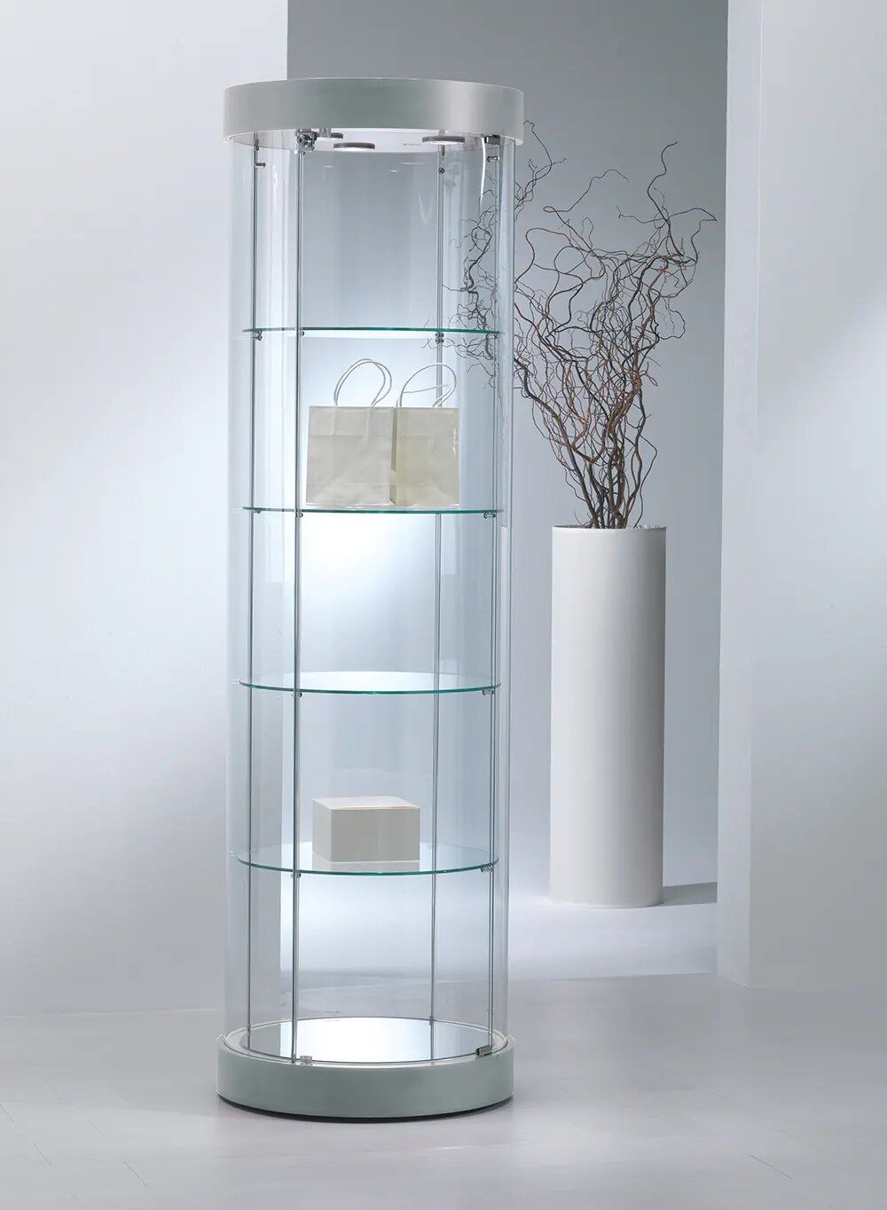 vitrine cylindrique - 209rfva-gris-clair