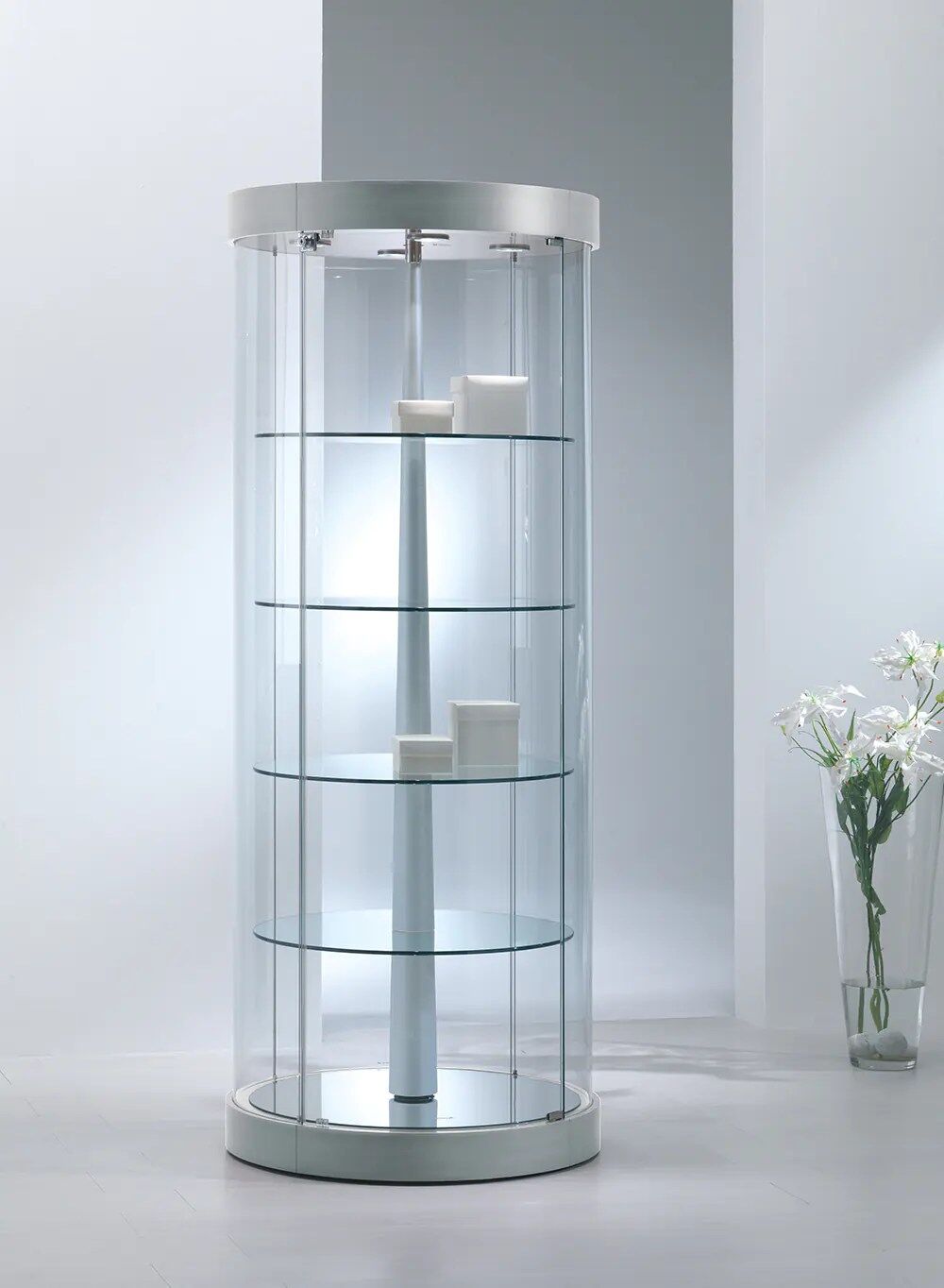 vitrine cylindrique - 209rgva-gris-clair