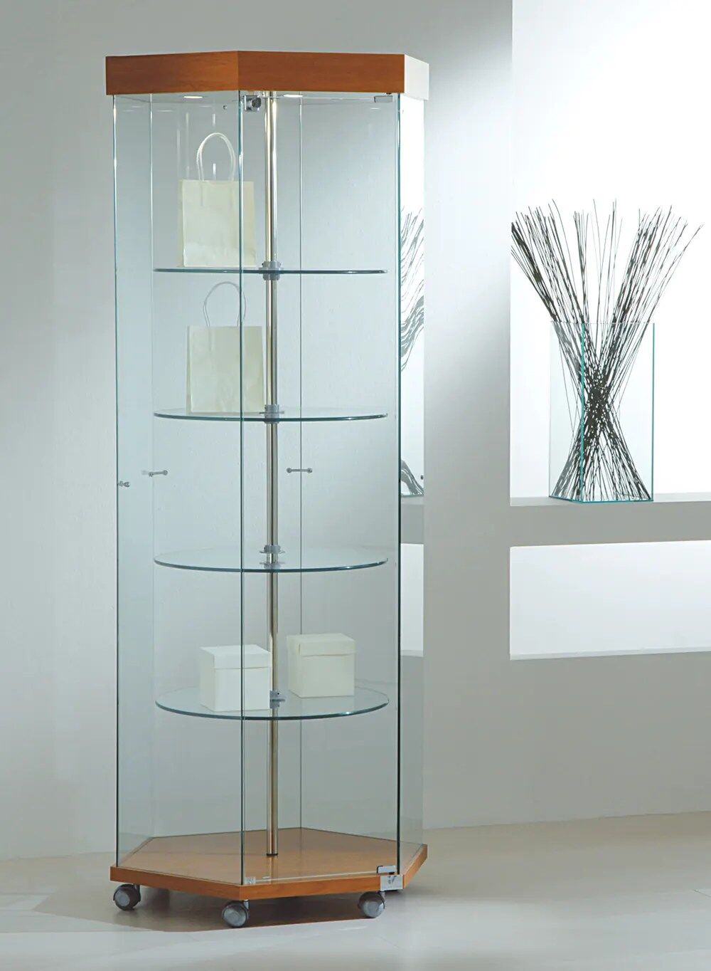 vitrine hexagonale - 8-18geva-cherry