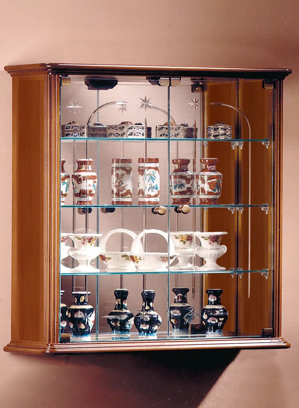 vitrine bois et verre - dv100va-merisier