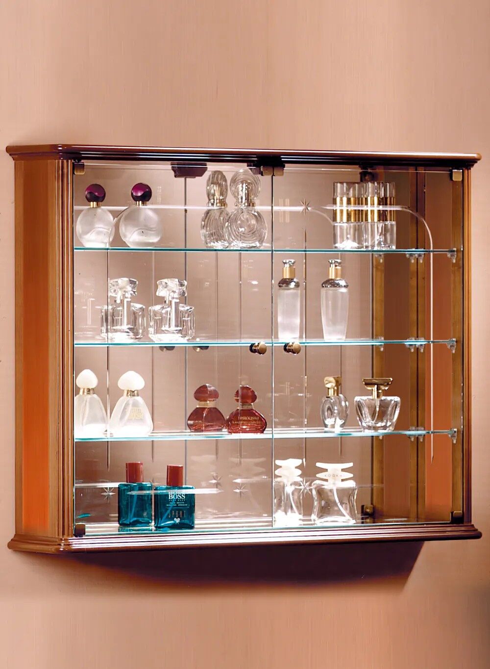 vitrine bois et verre - dv101va-merisier