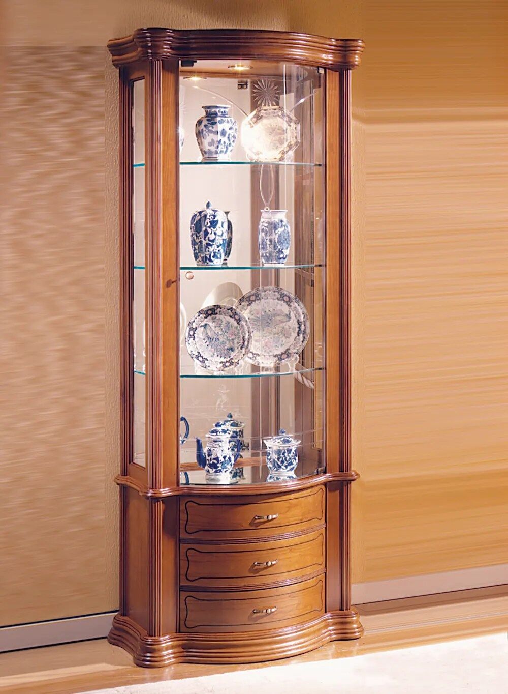 vitrine bois et verre - dv25va-merisier