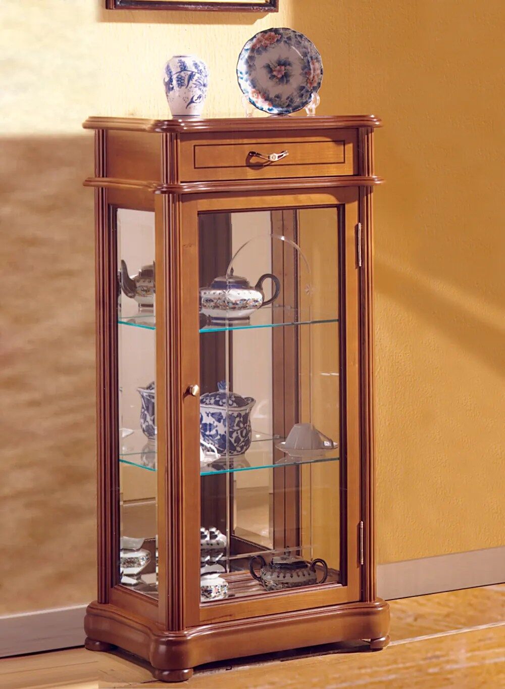 vitrine bois et verre - dv34va-merisier