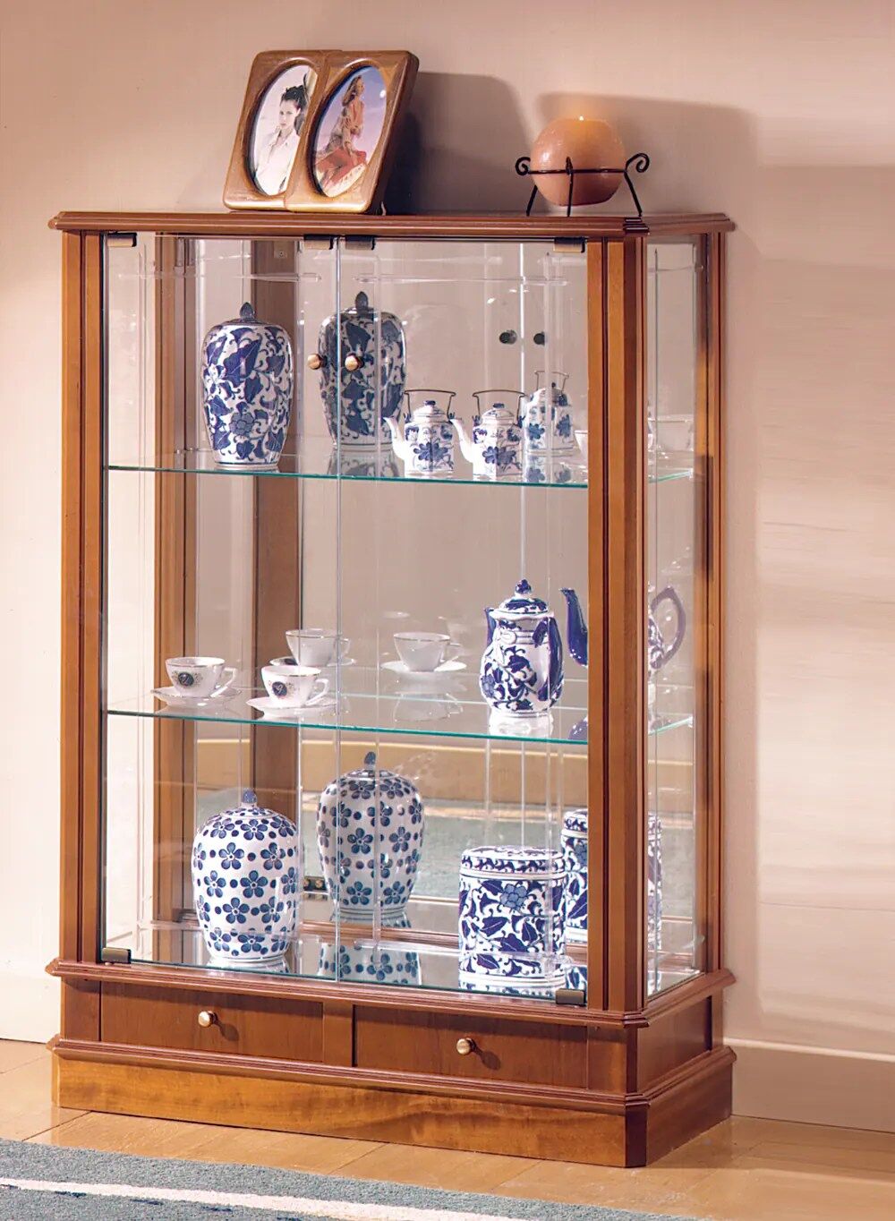 vitrine bois et verre - dv3va-merisier