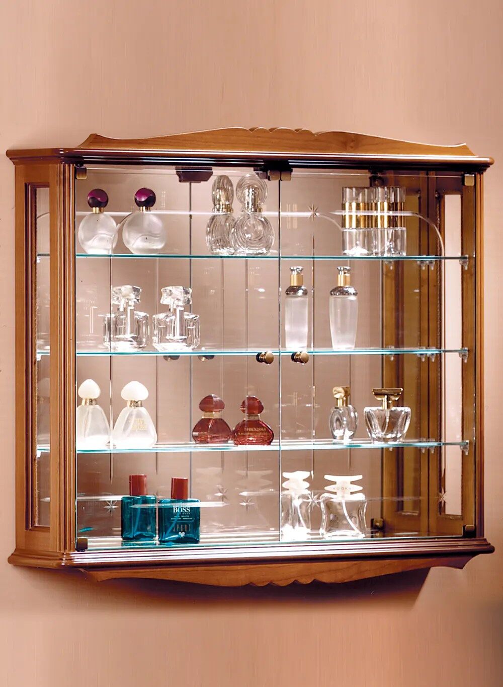 vitrine bois et verre - dv45va-merisier