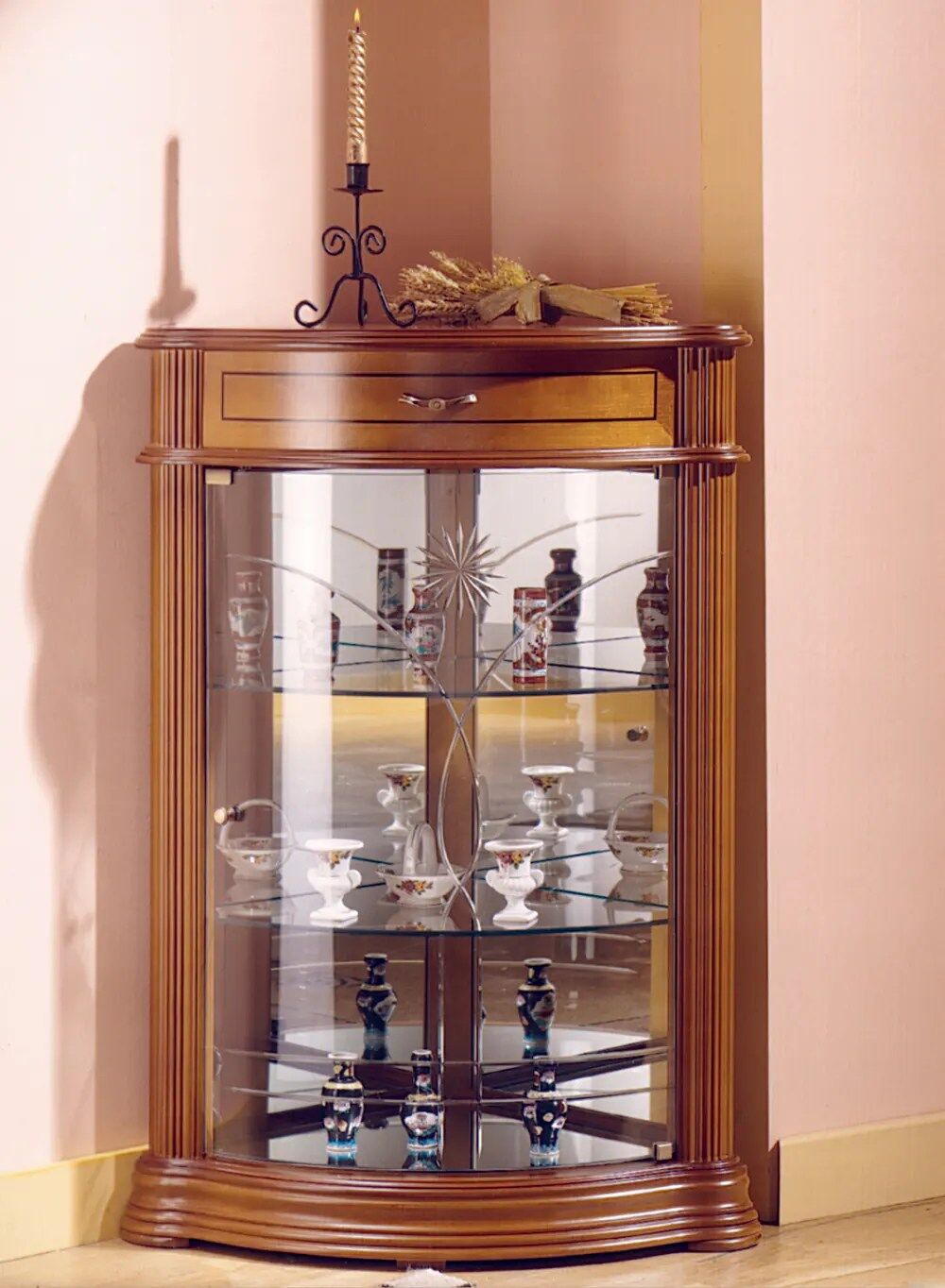 vitrine bois et verre - dv52va-merisier