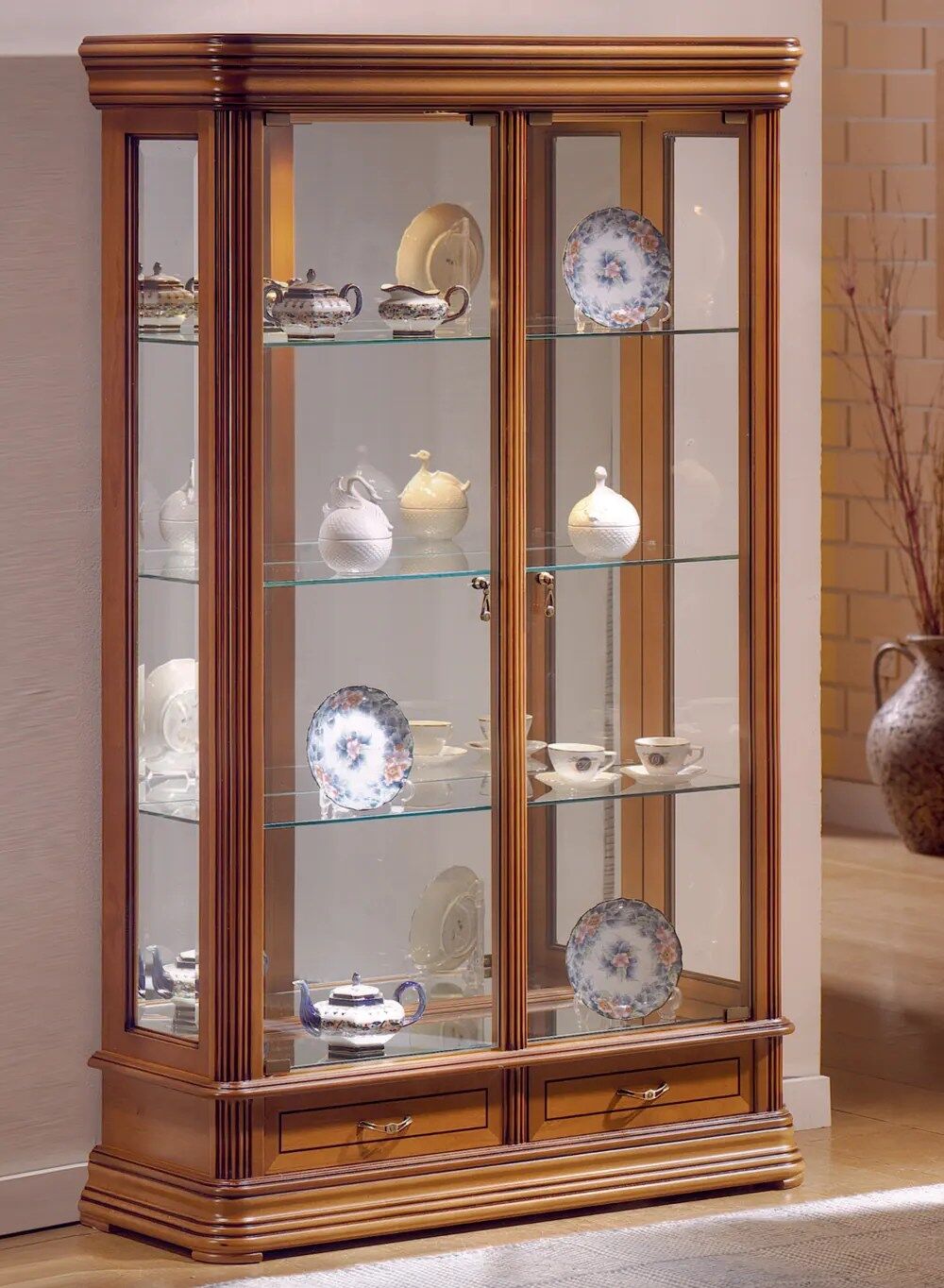 vitrine bois et verre - dv76va-merisier