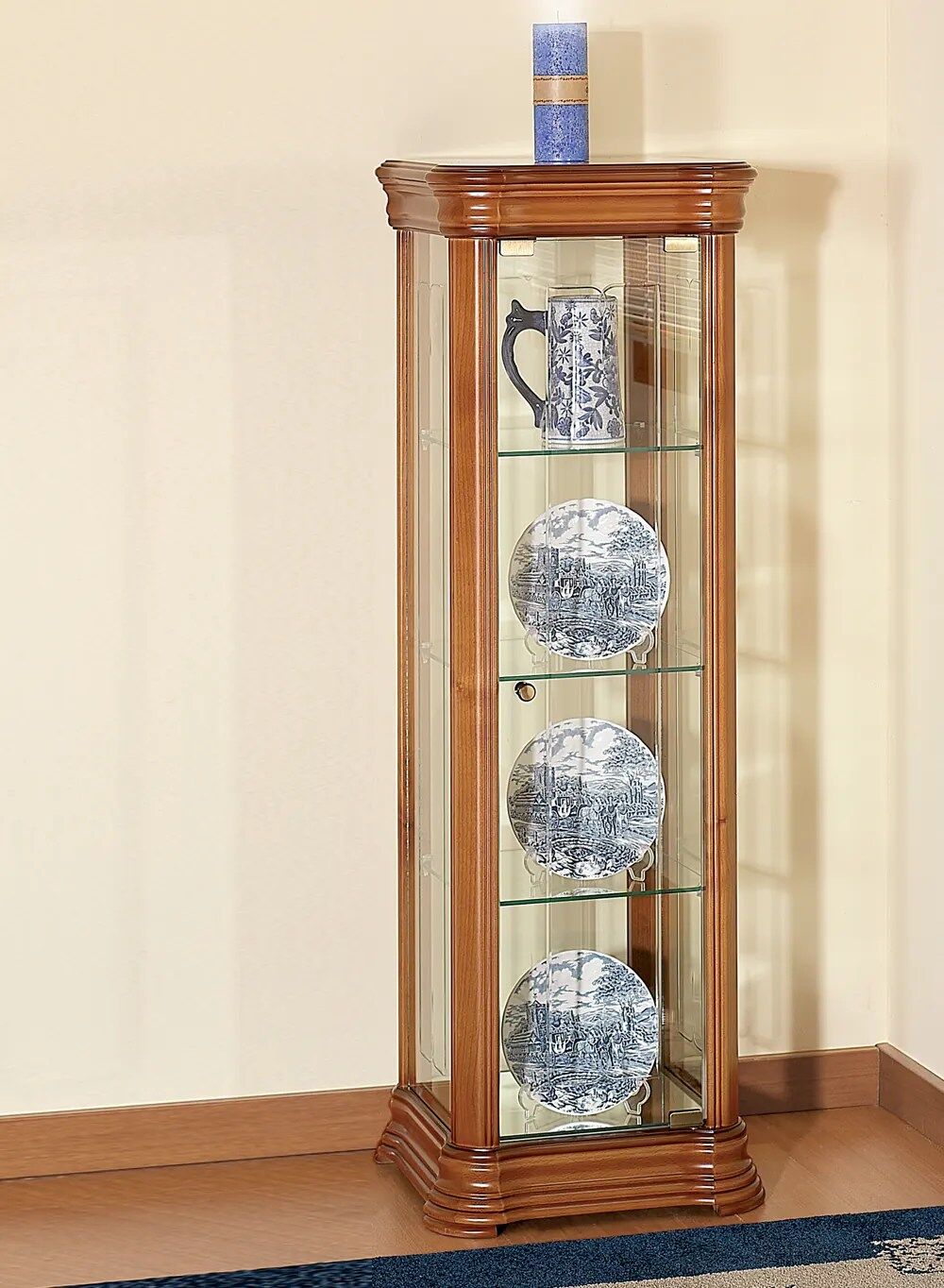 vitrine bois et verre - dv81va-merisier