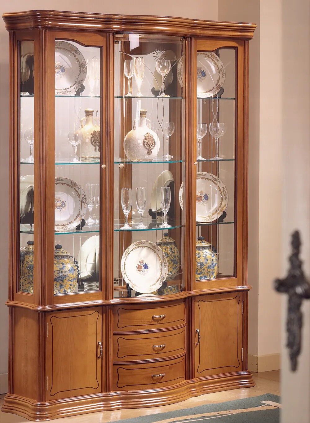 vitrine bois et verre - dv85va-merisier