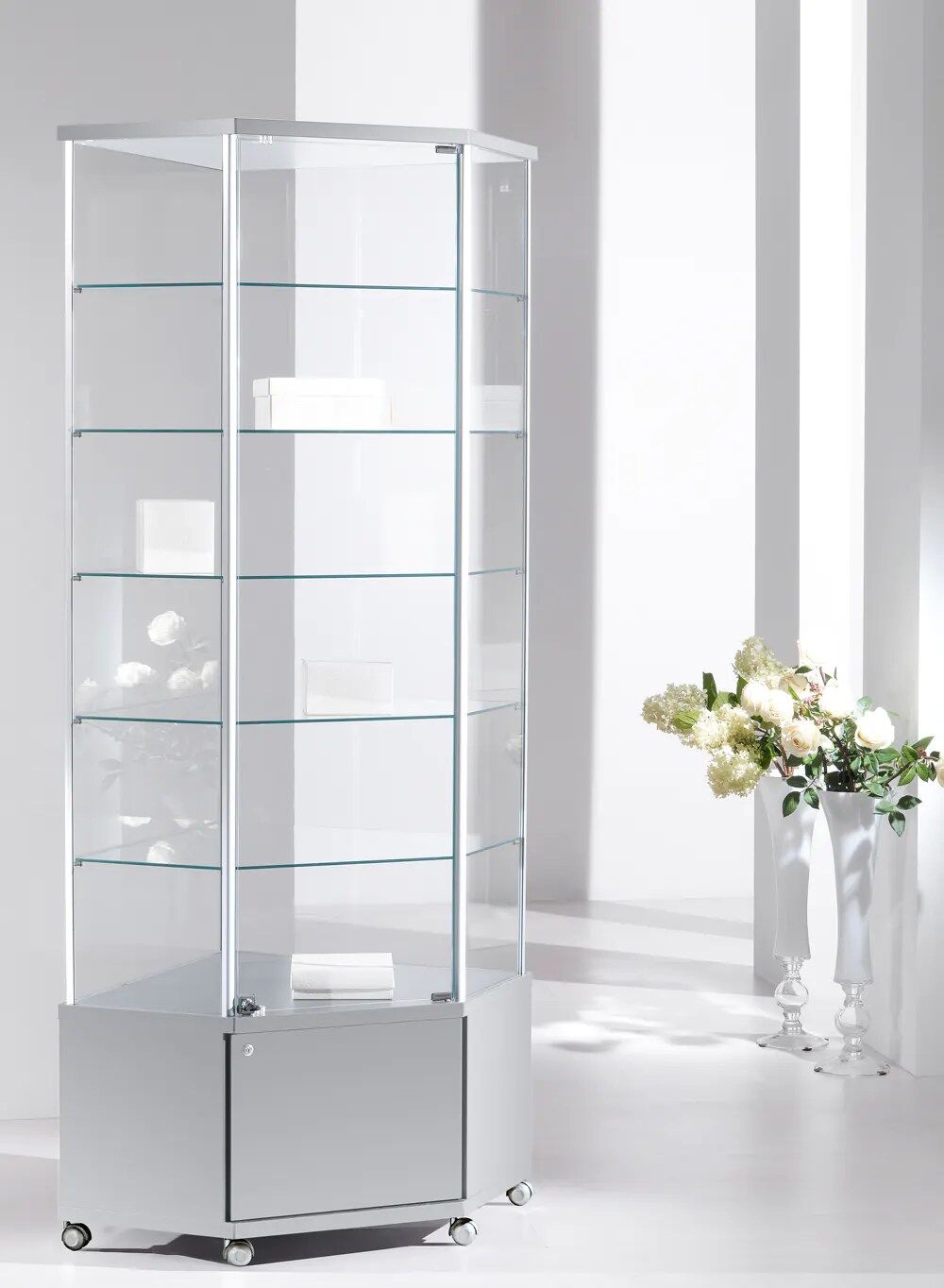 vitrine d'angle - 70-mava-gris-clair