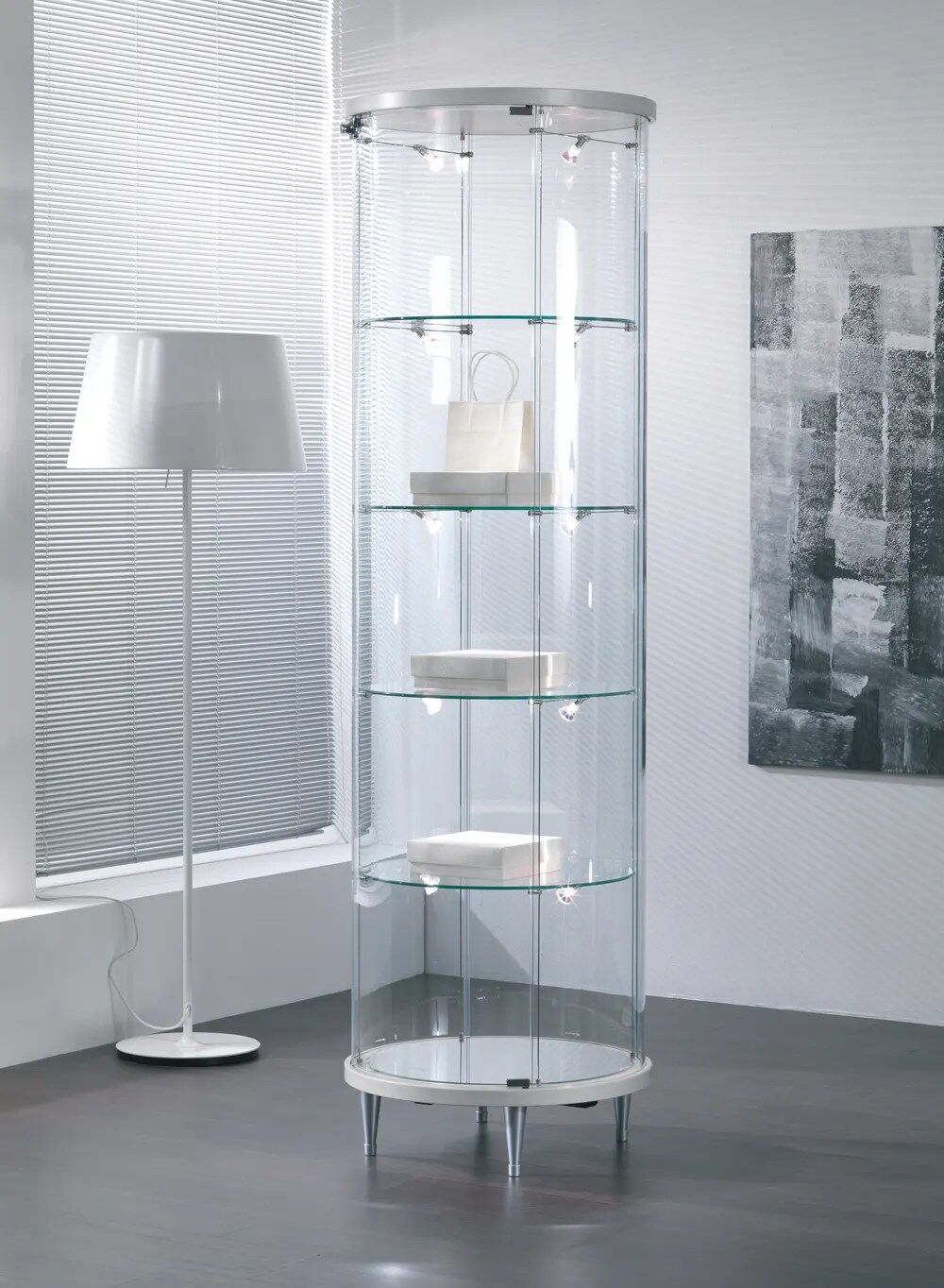vitrine cylindrique - 203rf-r7va-gris-clair