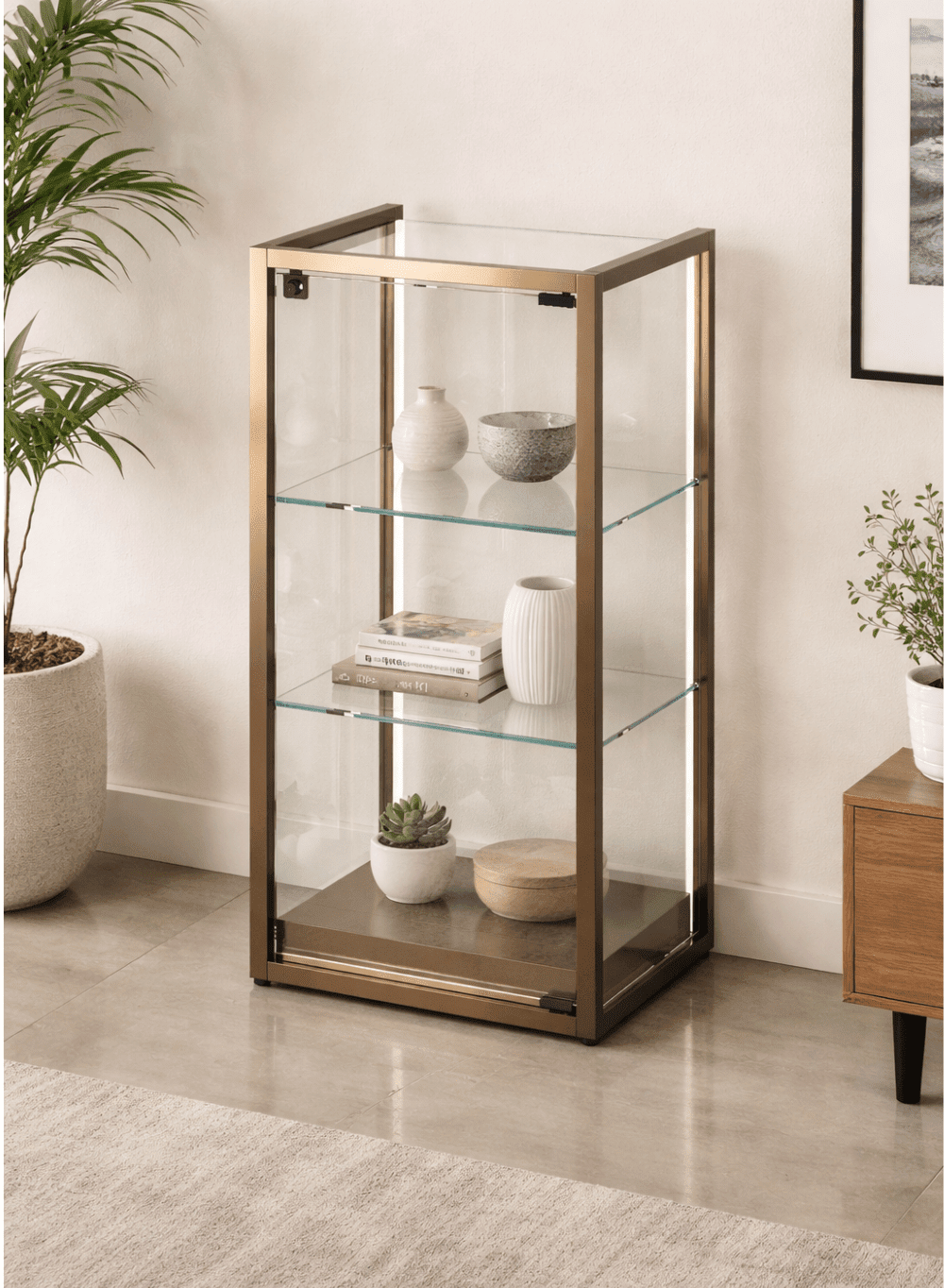 petite vitrine en verre TM-45BVA avec objets décoratifs