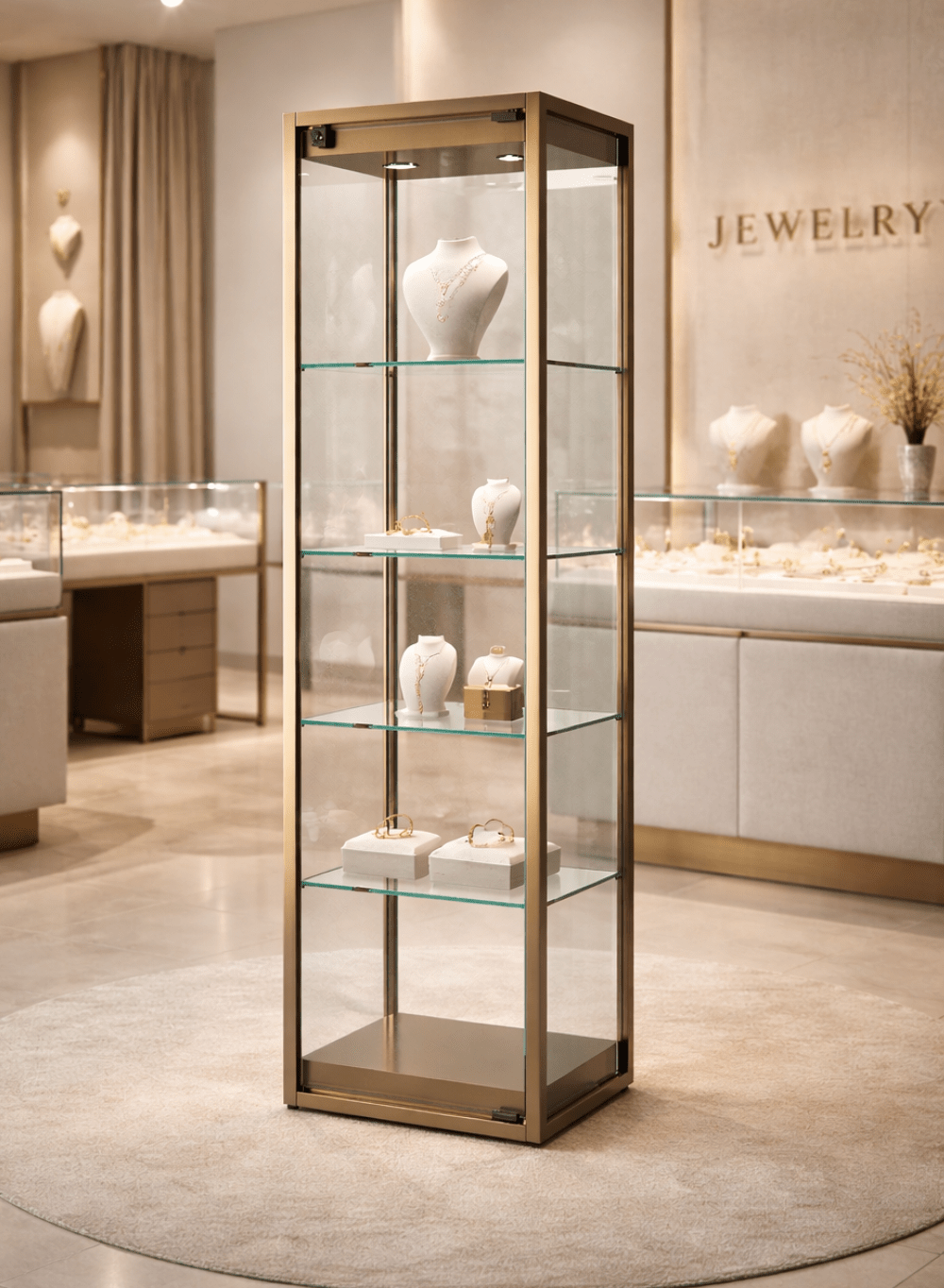 vitrine en verre TM-45VVA avec bijoux en boutique