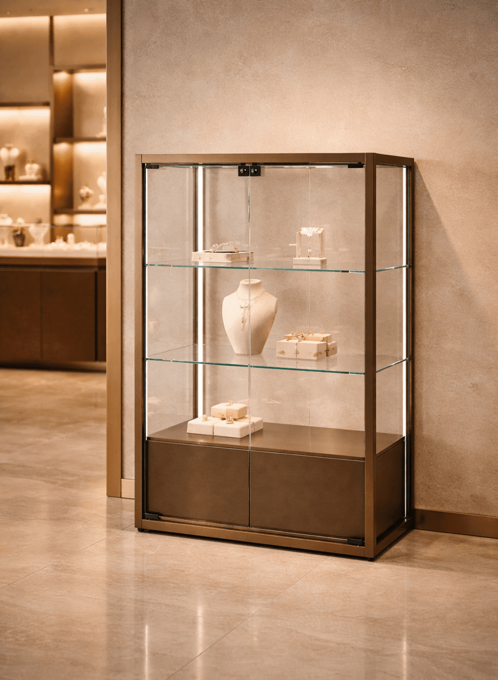 vitrine en verre TM-75BVA avec bijoux en boutique