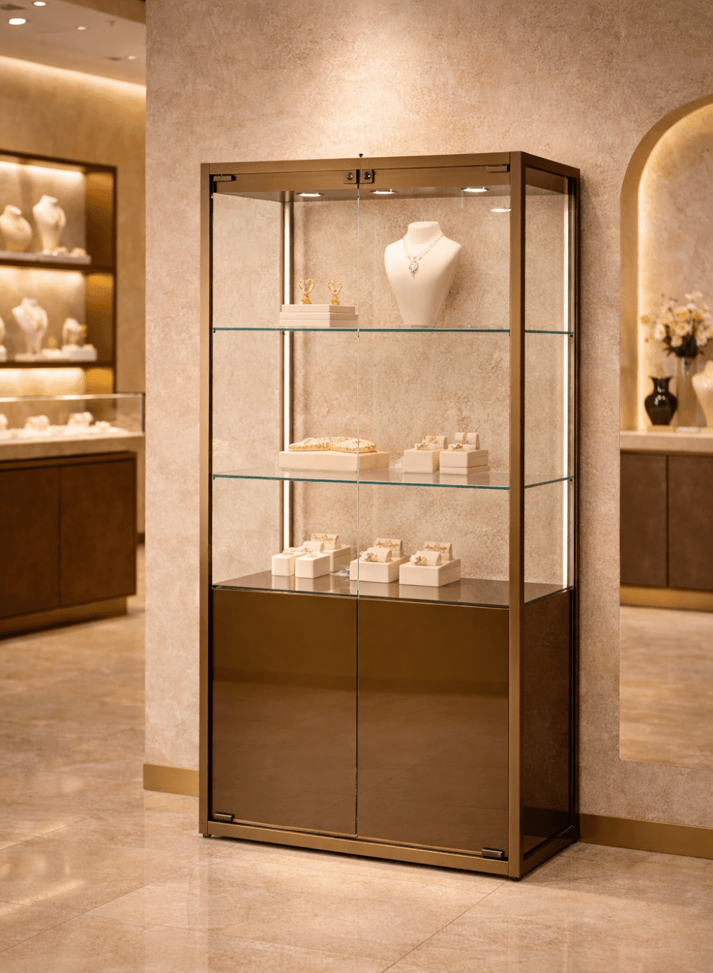 vitrine en verre TM-75VMVA vide dans un magasin