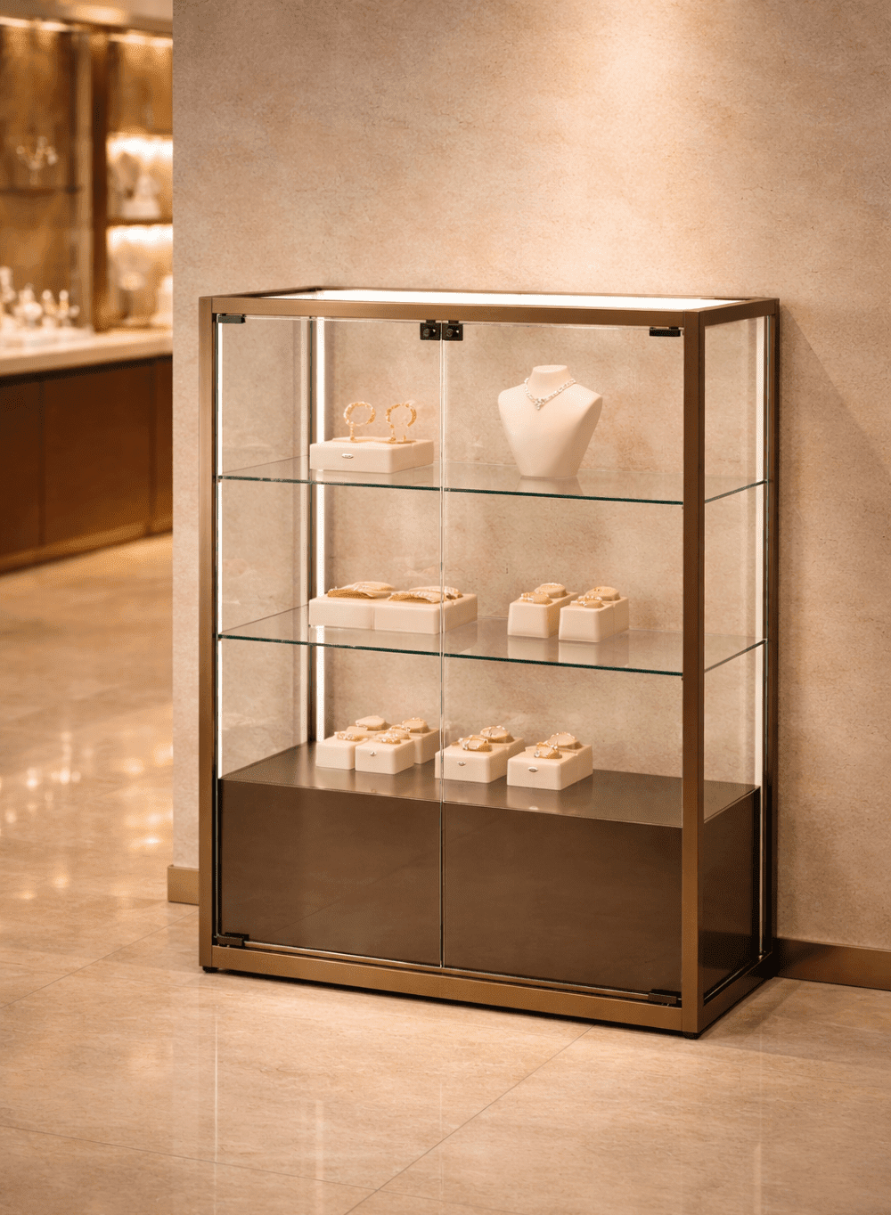 vitrine en verre TM-95BVA avec bijoux en magasin