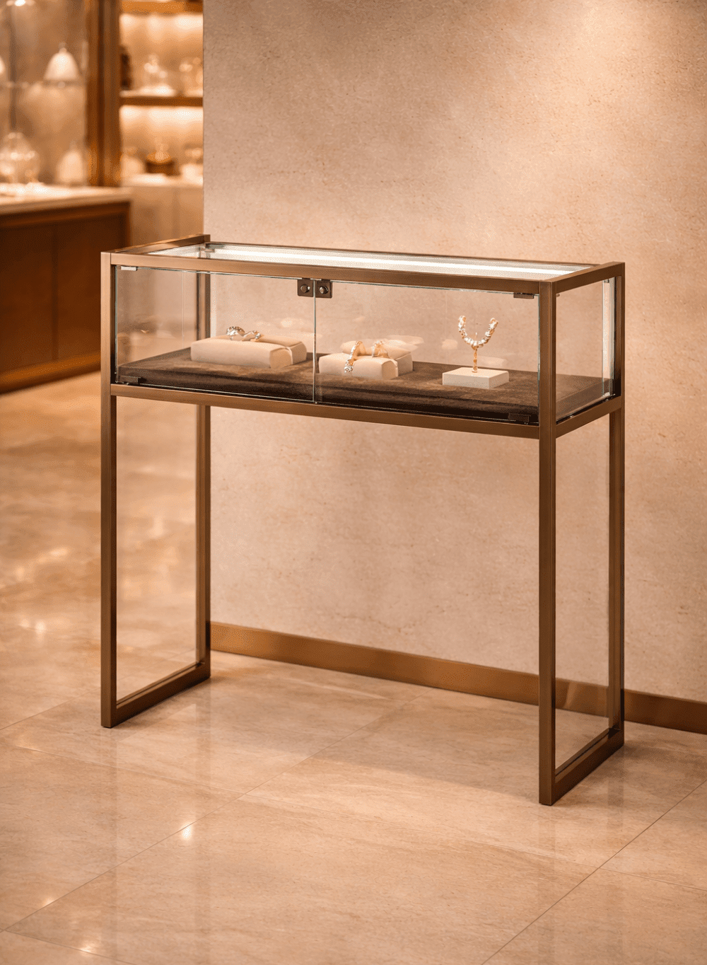 vitrine en verre TM-95TVA dans un salon moderne