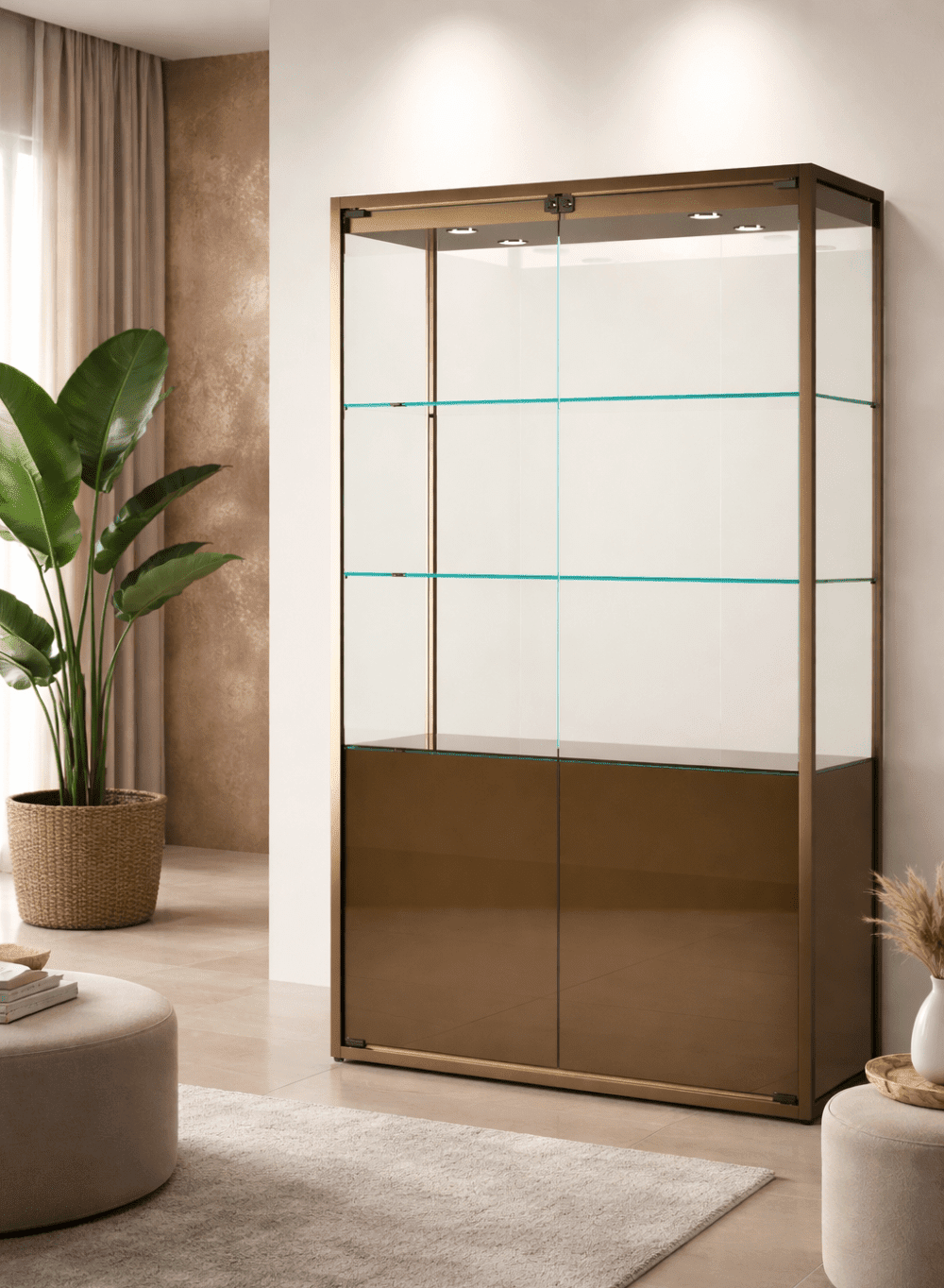 vitrine en verre TM-95VMVA vide dans un magasin moderne